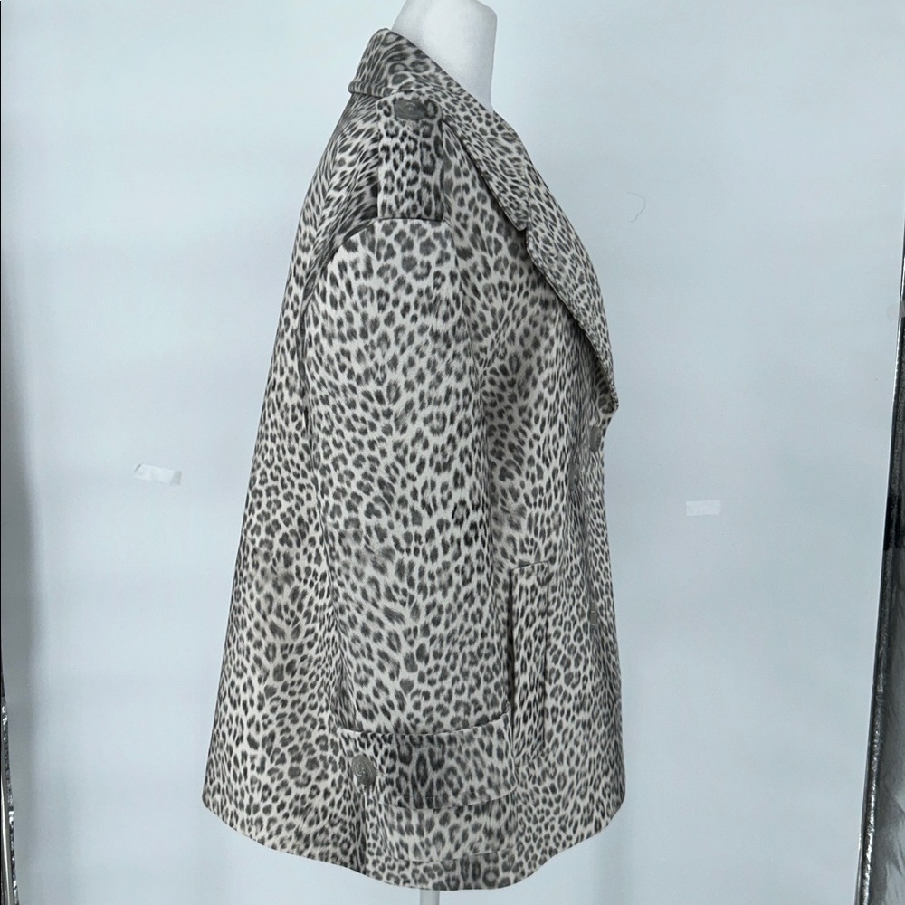 Tara Jarmon Leopard Print Double Breasted Coat Made in France Size 40 - Picture 6 of 14